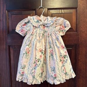 1990's Good Lad Girl's 4T Cotton Floral Dress w Crinoline Petticoats. Zip Back